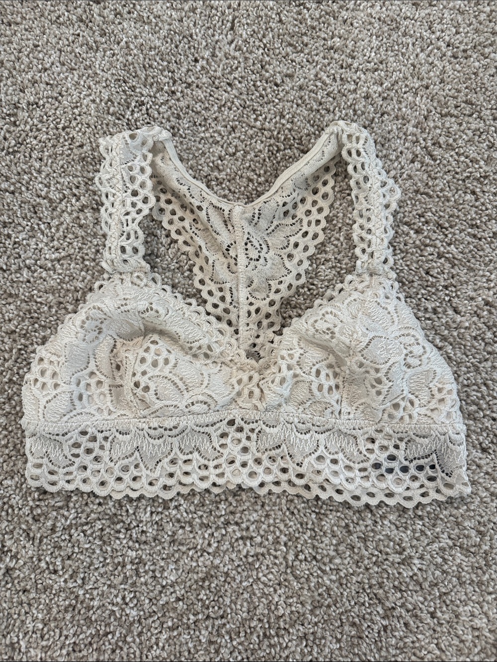 aerie Cream Lace Racerback Bralette